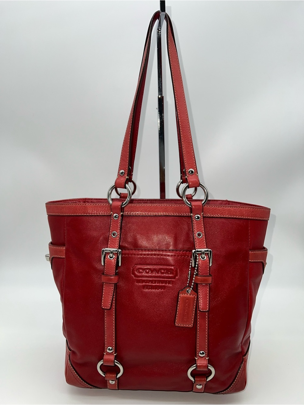 Coach Red Leather Shoulder Tote